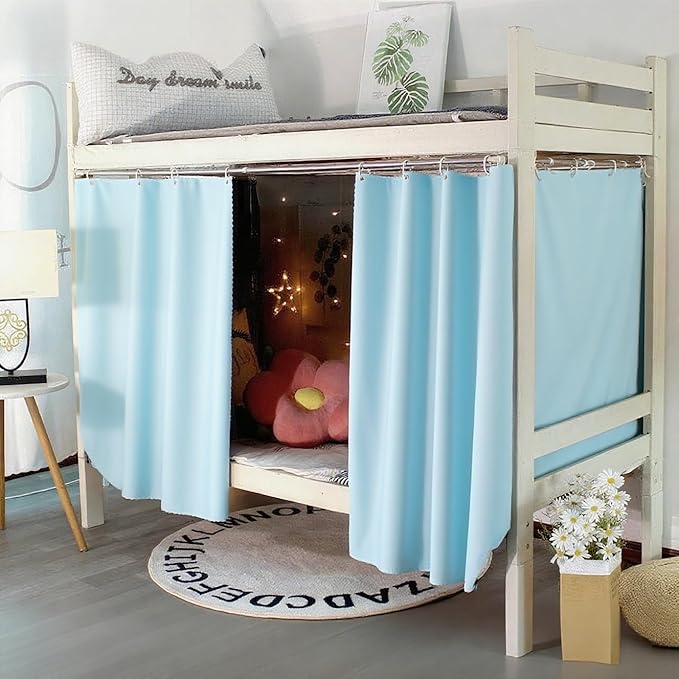 Thickened Bed Curtain Blackout Dorm Sleep Cloth Bed Canopy Bunk Bed Curtains for Bottom Blue 1PC