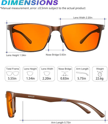 ANYLUV Blue Light Glasses Men, Relieve Eyestrain and Eye Protection, Al-Mg Metal Computer Blue Light Blocking Glasses