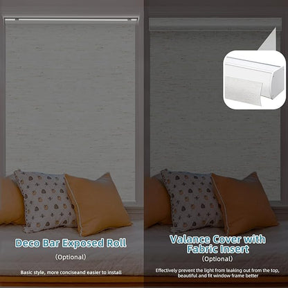 SmartWings Motorized Smart Blinds with Remote, Custom Automatic 100% Blackout Roller Shade Compatible with Alexa/Homekit/Google, Electric Smart Blinds for Indoor Windows, Linen White