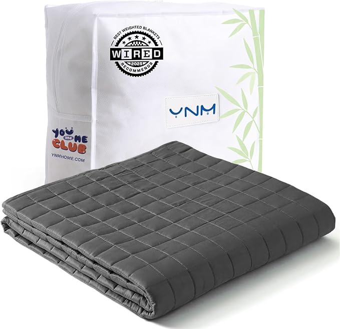 YnM Weighted Blanket, Cooling Bamboo Viscose, Smallest Compartments with Glass Beads, Bed Blanket for Two Persons of 140~240lbs, Ideal for Queen or King Bed (88x104 Inches, 30 Pounds, Dark Grey)