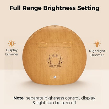 HOUSBAY White Noise Machine Sunrise Alarm Clock, Wake Up Light, Dimmable Night Light, 26 Natural Sounds, Gentle Wake up & Sound Machine for Sleeping, Adults, Kids, Baby-Wooden