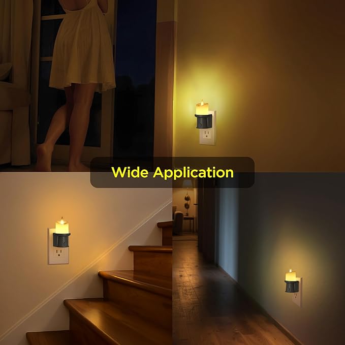 2-in-1 Plug in Night Light (2 Pack) - Dual Mode: Sensor & Remote Control - Modern Farmhouse Black Candle Wall Sconce for Industrial Decor, Hallway, Halloween (Black, 2 Pack)
