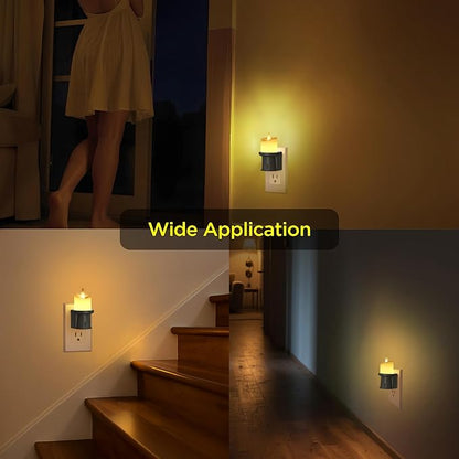 2-in-1 Plug in Night Light (2 Pack) - Dual Mode: Sensor & Remote Control - Modern Farmhouse Black Candle Wall Sconce for Industrial Decor, Hallway, Halloween (Black, 2 Pack)