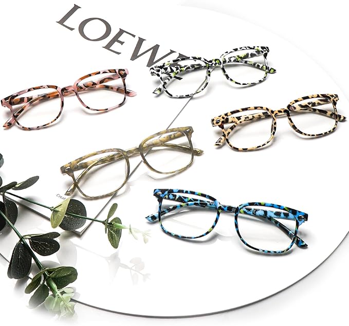 5 Pack Reading Glasses Blue Light Blocking for Women,Computer Readers with Spring Hinge