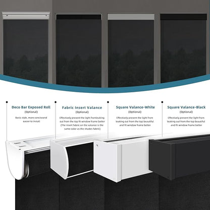 Motorized Blinds Work with Alexa,Google Asssitant,Homekit Over Thead,5% Openness Smart Blind with Remote Control,APP/Voice Control,Automatic Rechargeable Battery,5% Openness Aventus Black