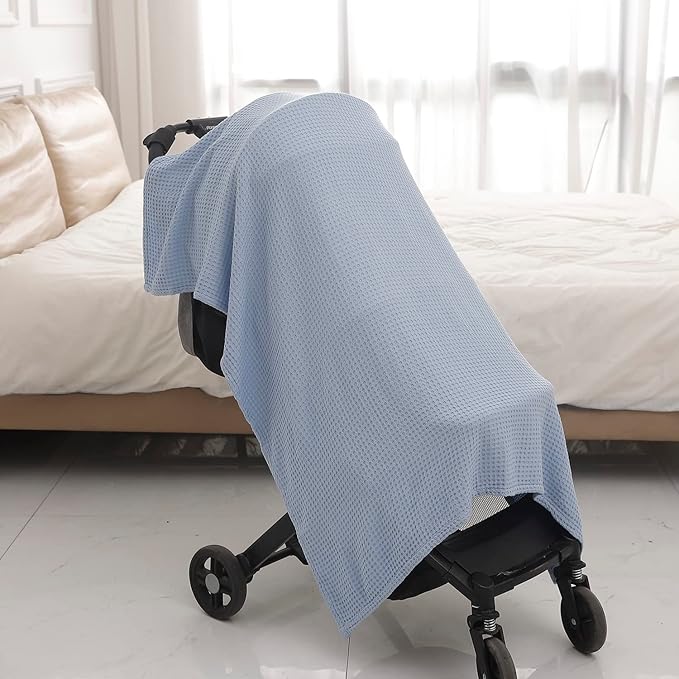 36” X 40” Inches Cooling Baby Waffle Weave Blanket, Ultra-Soft Lightweight Receiving Blanket for Newborn, Breathable Comfortable Baby Swaddle Blanket for Boys and Girls(Steel Blue)