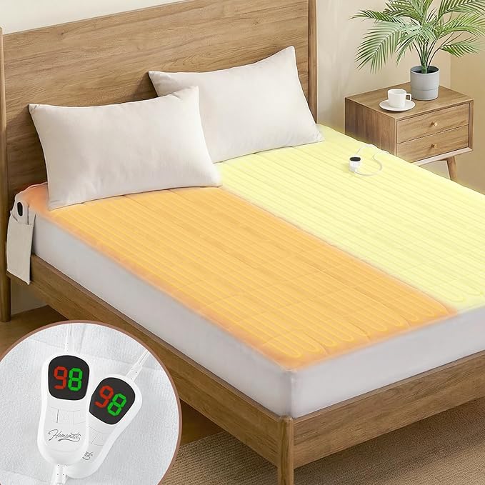 Homemate Heated Mattress Pad California King Size, 5 Heated Setting Coral Fleece Electric Mattress Pad King, Bed Warmer with Dual Controller & Auto Off 10 Hours, Fit Up to 21 Inch, 84"x72"