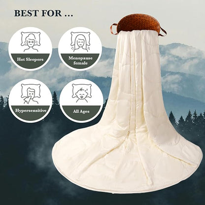 Silk Comforter King Size | 100% Mulberry Silk Fill with Organic Bamboo Viscose Shell | Summer Cooling Blanket for Hot Sleepers, Lightweight Breathable All-Season Bedding (Cream, 104"x90")