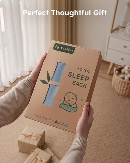 Yoofoss Rayon Made from Bamboo Baby Sleep Sack 0-6 Months 1.0 Tog Baby Wearable Blanket, Super Soft Infant Toddler Sleeping Sack 2-Way Zipper