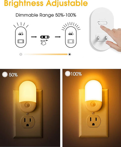 L LOHAS LED Amber Night Light, Night Lights Plug into Wall[2 Pack], 0.6W 2000K LED Night Light, Dusk to Dawn Sensor, 30/60LM Adjustable Brightness, Automatic Low Blue Nightlight for Kids, Bathroom