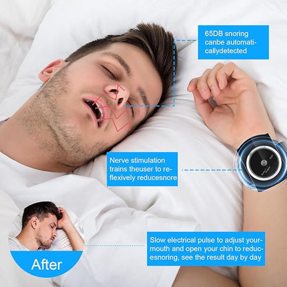Anti Snoring Wristband Device Intelligent, 7-Speed Intensity Adjustment, Effective Snoring Prevention, Wristband Sleep Wearing Snore Stopper Watch, Improve Nighttime Sleeping