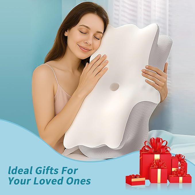 Cervical Pillow for Neck Pain Relief - Memory Foam Ergonomic Neck Support Pillows for Sleeping with Cooling Pillowcase, Orthopedic Contour Pillow for Side, Back and Stomach Sleepers