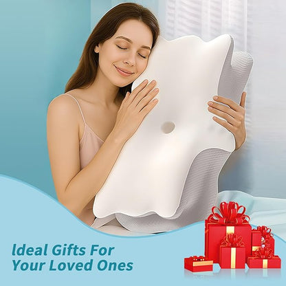 Cervical Pillow for Neck Pain Relief - Memory Foam Ergonomic Neck Support Pillows for Sleeping with Cooling Pillowcase, Orthopedic Contour Pillow for Side, Back and Stomach Sleepers