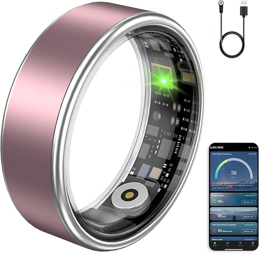 Smart Ring Fitness Tracker Ring for Women & Men, Sleep/Step/Blood Oxygen/Heart Rate Monitor, Long-Lasting Battery Sleep Ring, No Subscription Fee, Compatible with iOS & Android (Matte Pink, #11)
