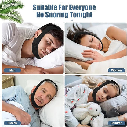Chin Strap for Sleeping - Anti Snoring Devices - Comfortable Stop Snoring Solution - Adjustable Breathable Sleep Apnea Devices - Simple and Effective Anti Snoring Chin Strap (Black)-GQXBD001