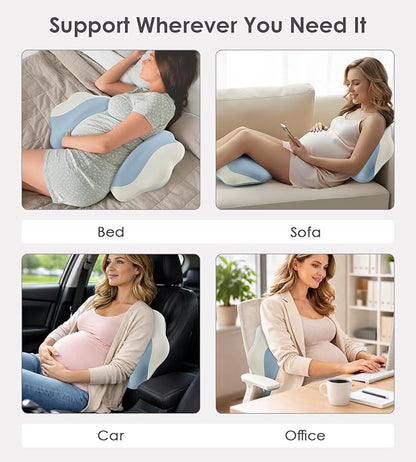 DONAMA Memory Foam Pregnancy Pillow- with Adjustable Air Bag for Back/Legs/Belly/HIPS Support, W-Shaped Pregnancy Wedge Pillows for Sleeping, Cooling Maternity Body Pillow for Pregnant Women