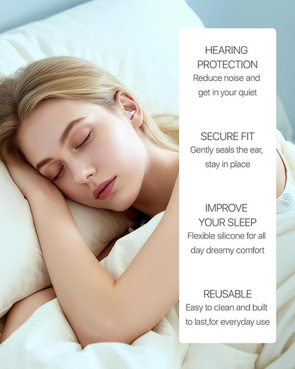 Ear Plugs for Sleeping, Comfy Reusable Earplugs for Sleep, Snoring, Deep Focus, Travel, Noise Sensitivity, Tinnitus Relief, Flexible Silicone Hearing Protection, 27dB Noise Reduction,BKPK