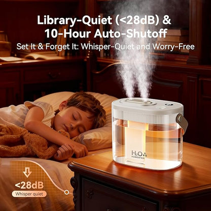 DIGIX Rechargeable Portable Humidifier-Smart Display,Night Light,Easy Clean,1.4L Small Humidifiers for Bedroom Baby, Personal Mini Humidifier for Travel Home Plants,3 Mist Modes, Auto Shut-Off (White)