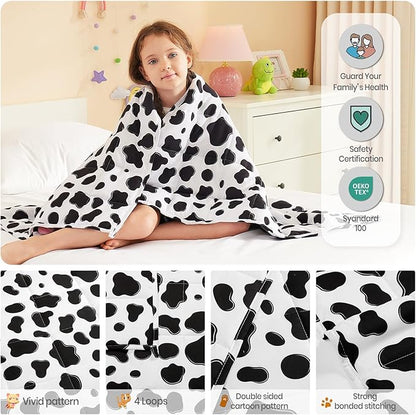 HOSUKKO Weighted Blanket - 10 lbs Cow Pattern Heavy Blanket - Breathable Blanket(41 * 60 inches, 10 lbs)