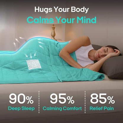 ZonLi Weighted Blanket for Adults(48"x72",12lbs, Dark Green) Twin Size High Breathability Cooling Heavy Blanket, Soft Material with Premium Glass Beads,All-Season.