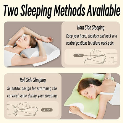Ornatera Pillow, Restrelief Premium Ergonomic Pillow, Cleshy Ergonomic Pillow Silk Pillowcase, Memory Foam Ergonomic Pillows for Sleeping, Adjustable Cervical Pillow Cozy Sleeping(Blue)