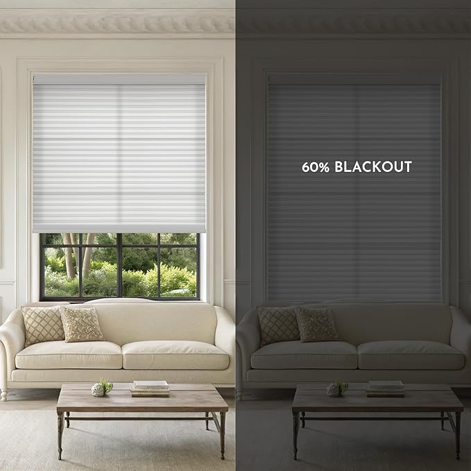 Graywind Motorized Matter Cellular Shades- Blackout 1-3/4"Cell Honeycomb Blinds for Indoor Windows, Compatible with Alexa Google Siri, Custom Size,Fabric Samples
