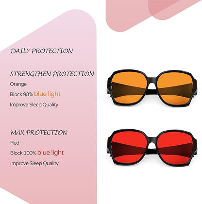 Sleep Blue Light Blocking Glasses for Men and Women, Computer Gaming Glasses Anti Eyestrain & UV Glare