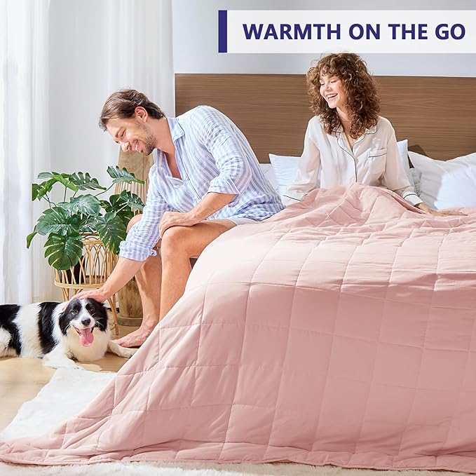 King Size Weighted Blanket for Adults (30 lbs, 80” x 87”, Pink Grey) Cooling Heavy Blanket for Sleeping Perfect for 290-310 lbs, Breathable Blanket for Adults & Couple All Season, Machine Washable