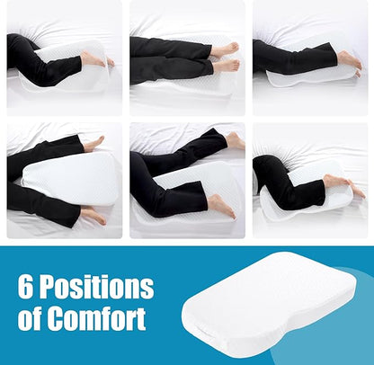 HOMBYS Memory Foam Knee Pillow for Side Sleepers, Leg Pillow for Knee, Separates The Knees for Body Alignment-Between Leg Pillow for Lower Back Pain Relief and Pregnancy Support -(18"x30"x4", White)