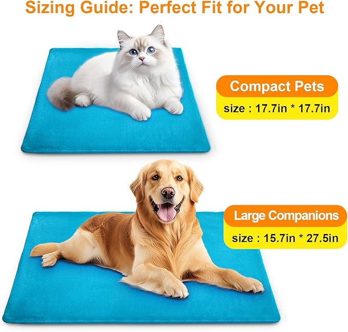 Pet Heating Pad with 6 Adjustable Temperature Settings, Heated Cat Mat with Built-In Smart Thermostat, Chew-Resistant Cord, Removable & Washable Plush Cover, Waterproof Material, 27.5 x 15.7 Inches