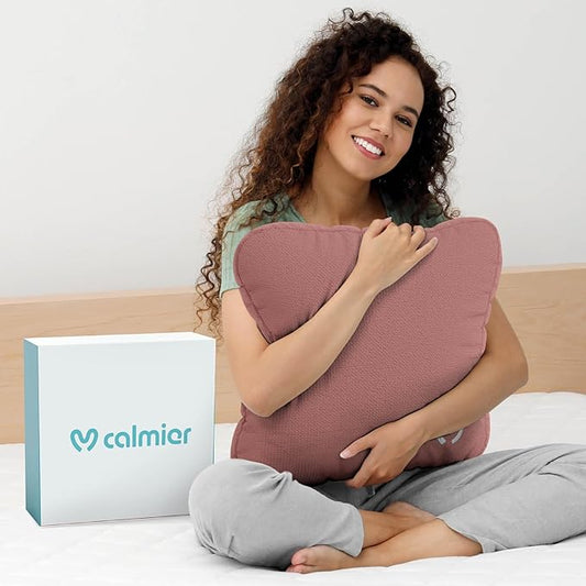 Calmier - 9 lb Sensory Weighted Pillow - Glass Bead Filled Hug Pillow - Ultra Plush Cozy Weight Sensory Pillows for Adults and Kids - Weighted Lap Pad (Pink- Fleece, 9 LBS)