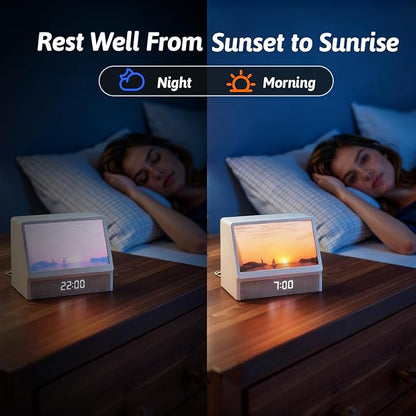 Sunrise Alarm Clock Night Light, Hatch Alarm Clock for Adults with Sound Machine Bluetooth Speaker White Noise Sound Machine Sunrise Clock Night Lamp for Nightstands Room Decor Gifts Ideas