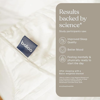 Baloo Weighted Blanket for Adults 20 lb (Pebble White, 80"x87") | Cool & 100% Cotton | Machine Washable & Dryer Safe | Glass Microbead Fill