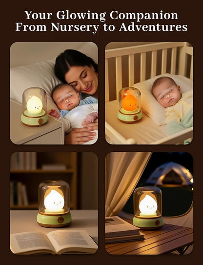 Chibi Flame Lamp, Sleep White Noise Machine Night Light,Waterproof Shower Lamp5 White Noise with 4 Level Volume Adjustment, Rechargeable Lamp,Decor,Gift for Girls