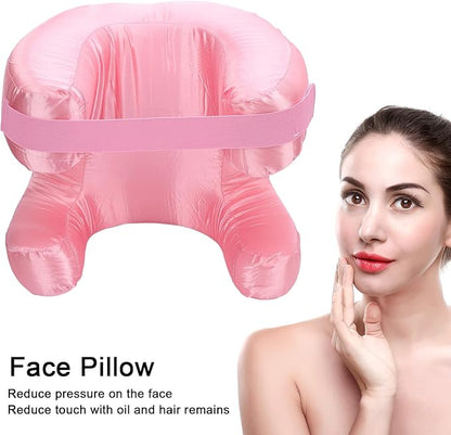 Memory Foam Face Pillow, Ergonomic Design, Silk Fabric Beauty Pillow for Back Sleep Training Pillow, Memory Foam Support, Soft Cushioning, Suitable for Comfortable Sleep (Pink)