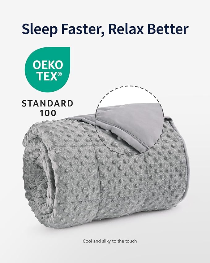 Mr. Sandman Weighted Blanket for Adults, Minky Dots Heavy Blanket for Woman, Man Sleeping and Calm, Soft and Cozy Weighted Throw Blankets, Machine Washable, 48 x 72in, 12 lbs, Grey