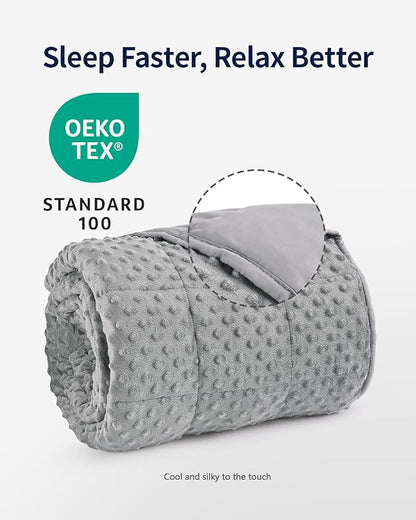 Mr. Sandman Weighted Blanket for Adults, Minky Dots Heavy Blanket for Woman, Man Sleeping and Calm, Soft and Cozy Weighted Throw Blankets, Machine Washable, 48 x 72in, 12 lbs, Grey