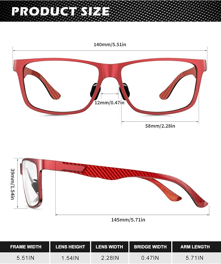 ANYLUV Blue Light Blocking Glasses Men Computer Gaming Glasses Lightweight Al-Mg Metal Anti Eyestrain Eye Protection