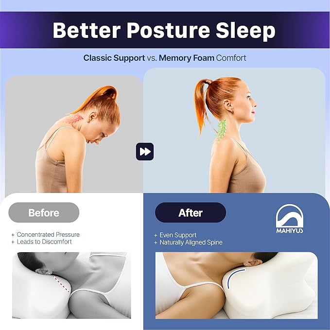 Cervical Neck Pillow, Protect Your Sleep Quality with Memory Foam, All Night Side Sleeper Pillow, Deep and Quality Sleep for Cooling Pillow