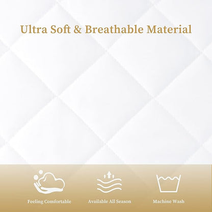 Quilted Fitted Cal King Mattress Pad Cover, Waterproof Mattress Protector, Deep Pocket Elastic Fits Up to 21'', Breathable Soft Alternative Filling Mattress Pad