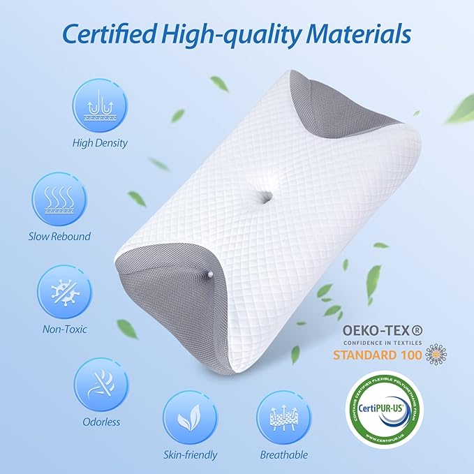 HOMCA CPAP Pillow for Side Sleeping, CPAP Nasal Pillows for All CPAP Masks Users to Reduce Air Leaks & Masks Pressure, Neck Support Pillows for Sleeping for Neck Pain Relief