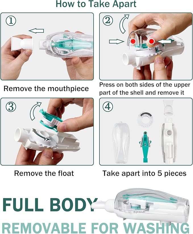 Breathing Exercise Device for Lungs - Flutter Valve Mucus Removal Device - Breath Trainer Green