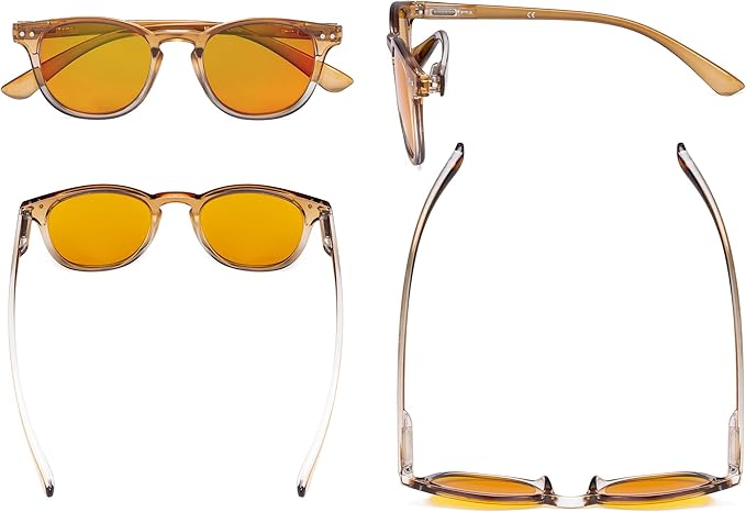 Eyekepper Ladies Blue Light Blocking Reading Glasses with Orange Tinted Filter Lens - Night Sleep Computer Readers Women - Brown-Clear Frame +2.00
