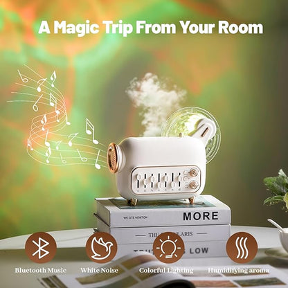 Dreamweaver Portable Sleep Sound Therapy, 7 Natural Sounds Style DIY Mixer White Noise Machine with Humidifier,Essential Oil Diffuser Water Ripple Light Projector&Bluetooth Speaker