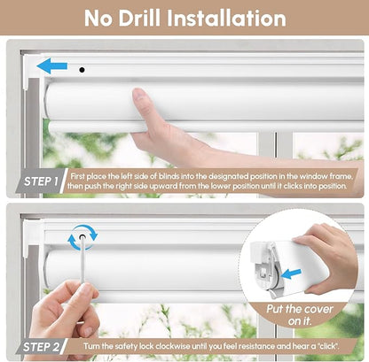 Kincmo No Drill Motorized Blinds with Remote, 100% Blackout Roller Shades for Windows, Custom Electric Blinds Compatible with Alexa, Apple Homekit, Google Home (100% Blackout Waterproof Vinyl White)