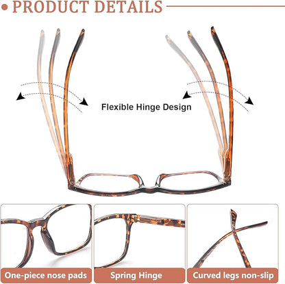 VIDEBLA 5 Pack Blue Light Blocking Reading Glasses,Spring Hinge Readers for Women Men,Anti UV Ray Filter Nerd Eyeglasses