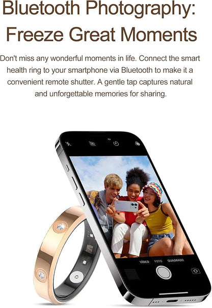 Ladies Smart Ring for Women Health Ring Heart Rate Monitor Sleep Tracker Fitness Tracker Calories Step Counter Pedometer Gesture Control Waterproof Compatible with iOS Android Phones Elegant Ring