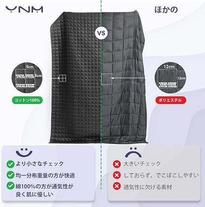 YnM 12lbs Weighted Blanket for Adults, Breathable Heavy Bed Throw Blanket with Cooling Glass Beads for All Season Use, Ideal for ~110lbs (48x72 Inches, Twin/Full, Dark Grey)