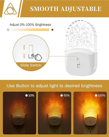 Night Lights Plug Into Wall [2 Pack], Amber Warm Night Light, 1800K, Dusk to Dawn Sensor, Adjustable Brightness LED Night Light for Bathroom, Hallway, Stairway