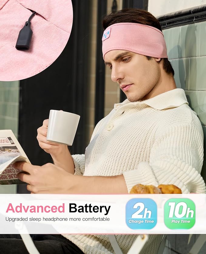 Perytong Sleep Headphones - Headband Headphones - Bluetooth Headband for Side Sleeper, Elastic Music Headphone Band Cozy ASMR Wireless Eye Mask Tech Gadgets Gifts for Women Men